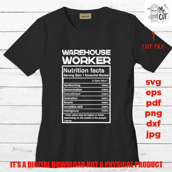 warehouse worker facts shirt vector design, sign, warehouse worker idea gift, sign Svg, PNG high resolution, Dxf, eps, pdf, essential worker