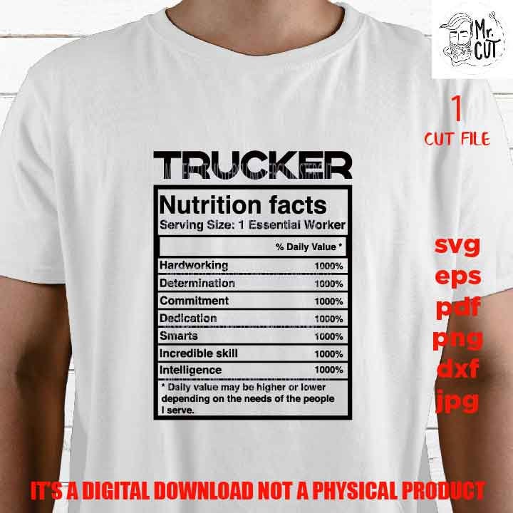 trucker facts shirt vector design, cut file, truck driver idea gift, sign Svg, PNG high resolution, Dxf, eps, pdf, essential worker