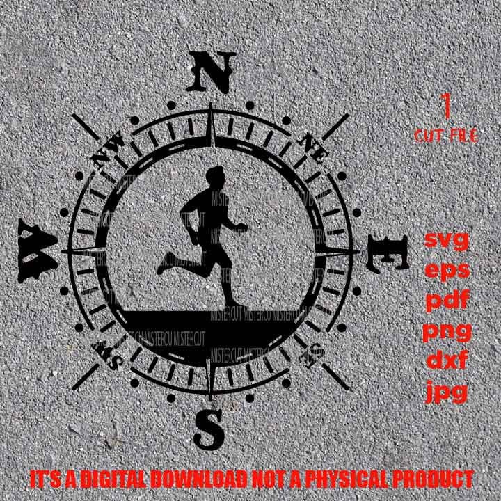 runner Compass, runner Adventure Badge svg, PNG, Dxf, jpg, eps, Cut File, marathon svg, camp, outdoor sign, climb shirt, climber decal