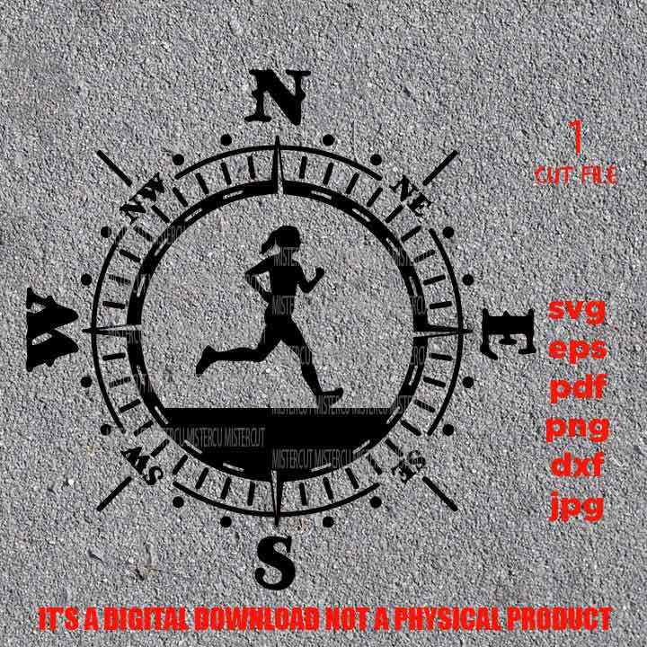 runner Compass, runner Adventure Badge svg, PNG, Dxf, jpg, eps, Cut File, marathon svg, camp, outdoor sign, climb shirt, climber decal