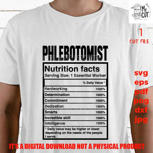 Phlebotomist facts shirt vector design, sign svg, nurse, physician idea gift, sign Svg, PNG high resolution, Dxf, eps, pdf, essential worker