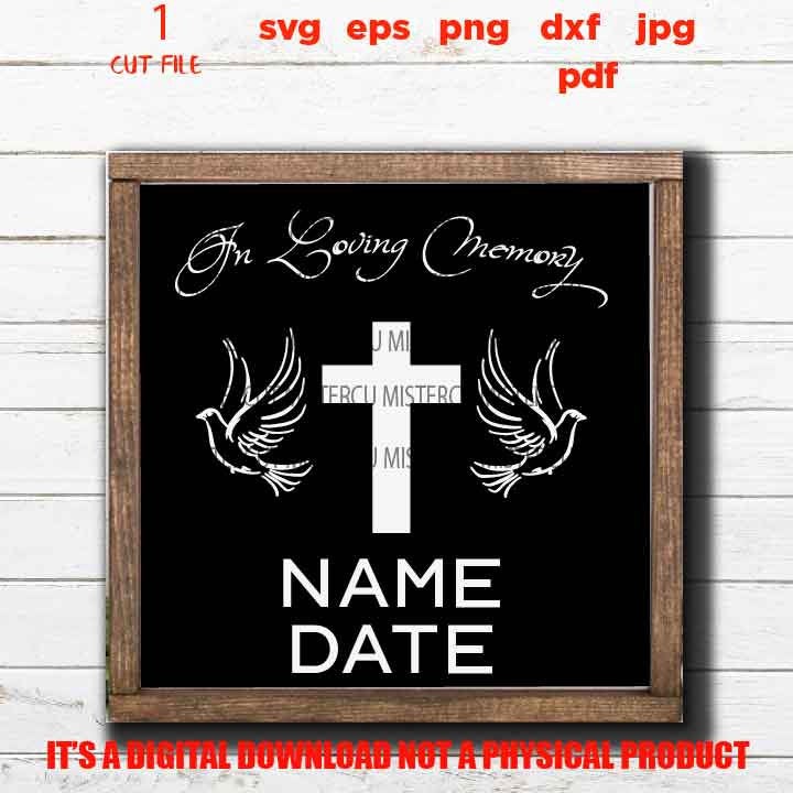 In loving memory svg, Rest in peace svg, DxF, cut file, png high resolution, jpg transfer, doves Wings svg, Memorial SVG