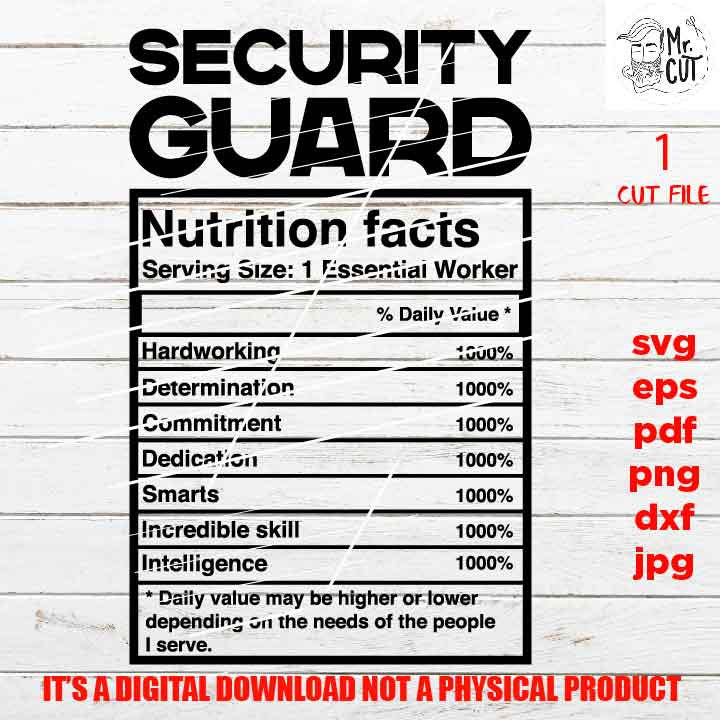 security guard facts shirt vector design, sign, security worker idea gift, sign Svg, PNG high resolution, Dxf, eps, pdf, essential worker