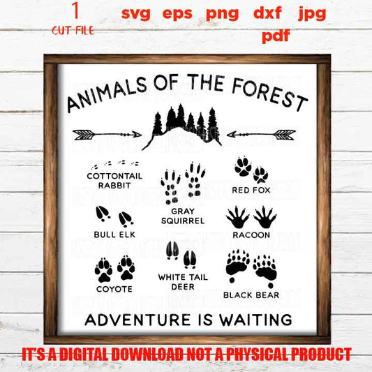 Animals of the Forest svg, Housewarming dxf, jpg, Nursery Decor, Wanderland, Wild Thing Wild One  png, pdf eps, vector design cut file