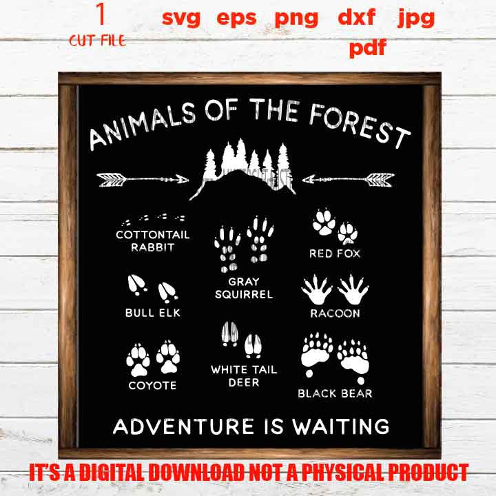 Animals of the Forest svg, Housewarming dxf, jpg, Nursery Decor, Wanderland, Wild Thing Wild One  png, pdf eps, vector design cut file