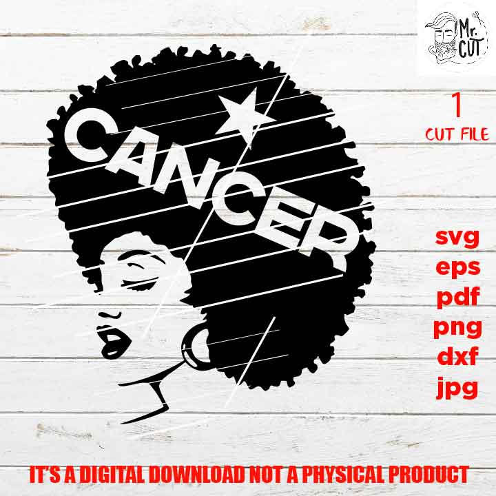 Cancer Afro Zodiac Birthday, sign, Black Queen, Black woman svg, jpg reverse, png, pdf, cut files, American Woman, melanin, Black Girl Magic