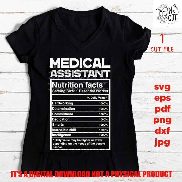 medical assistant facts shirt vector design, sign svg, worker idea gift, sign Svg, PNG high resolution, Dxf, eps, pdf, essential worker