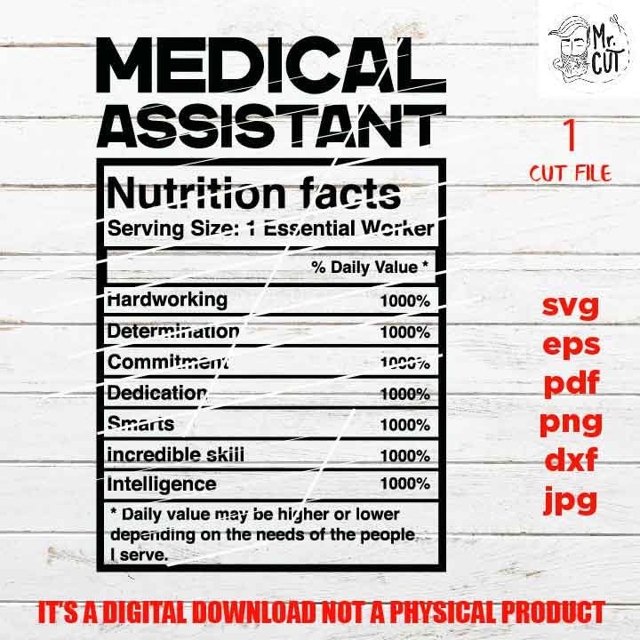 medical assistant facts shirt vector design, sign svg, worker idea gift, sign Svg, PNG high resolution, Dxf, eps, pdf, essential worker