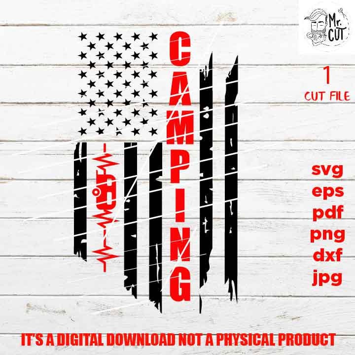 USA camping svg, trailer Flag, vacatione Flag, camping Distressed Flag Distressed flag Svg, PNG, Dxf, usa flag fourth of july