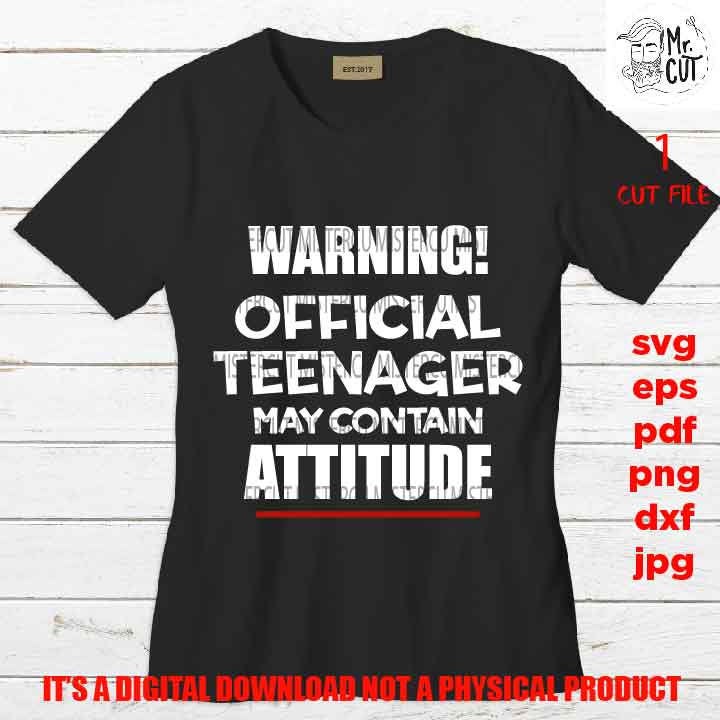 birthday vector design, Warning official teenager shirt vector design EpS, dxf jpg, png high resolution, pdf, cut files, thirteen teen