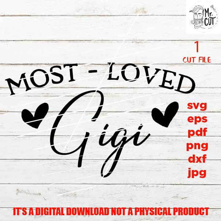 most loved gigi Svg, Grandma, Grandma Life Svg, Gift For Grandma Svg, mother's day vector Designs, sweater or shirt vector, car decal