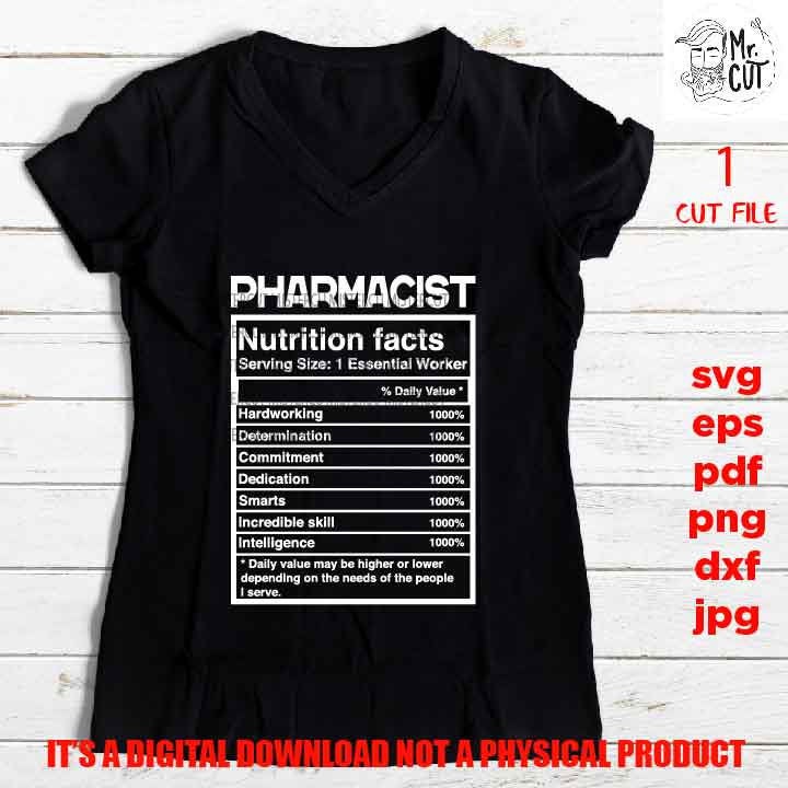 pharmacist facts shirt vector design, cut file, pharmacist idea gift, sign Svg, PNG high resolution, Dxf, eps, pdf, essential worker