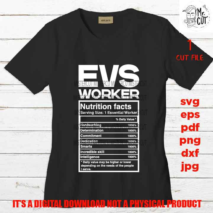 EVS Worker facts shirt vector design, sign, janitor, custodian idea gift, sign Svg, PNG high resolution, Dxf, eps, pdf, essential worker