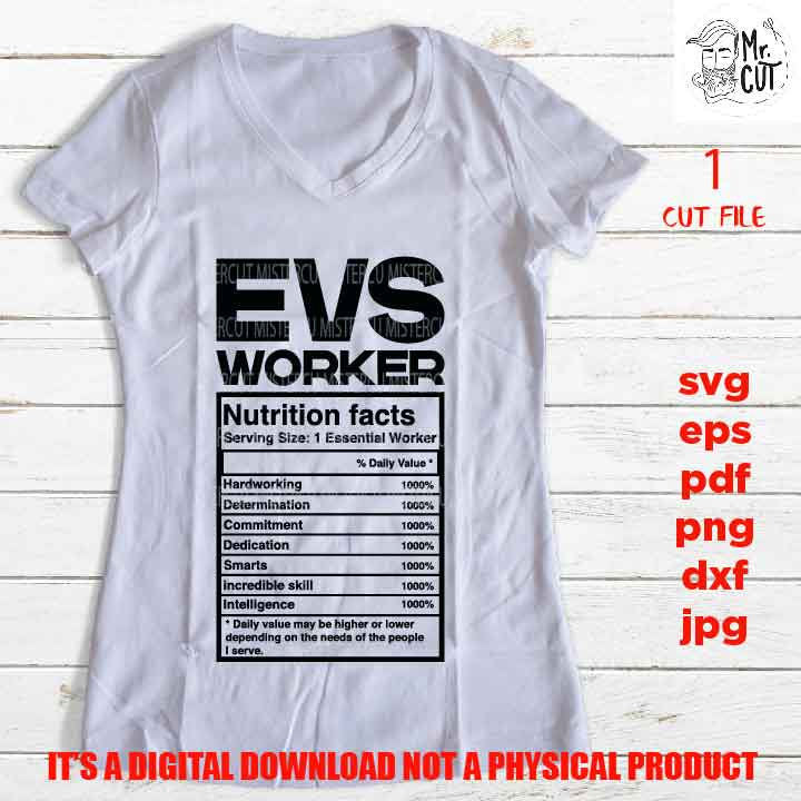 EVS Worker facts shirt vector design, sign, janitor, custodian idea gift, sign Svg, PNG high resolution, Dxf, eps, pdf, essential worker