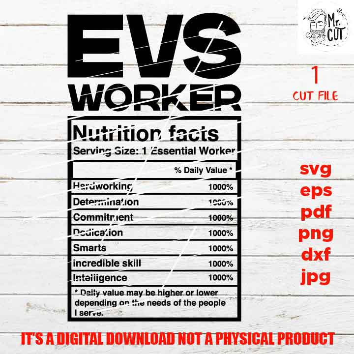 EVS Worker facts shirt vector design, sign, janitor, custodian idea gift, sign Svg, PNG high resolution, Dxf, eps, pdf, essential worker