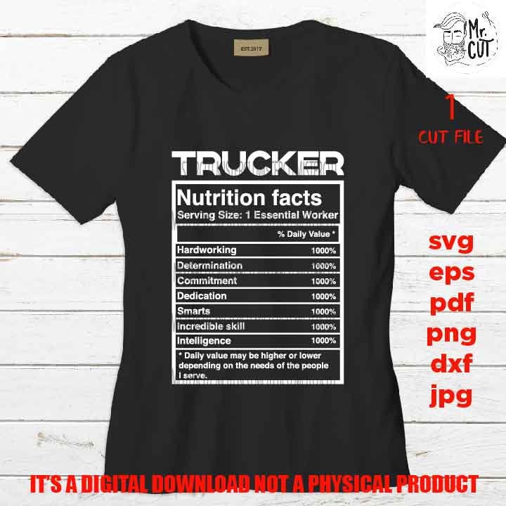 trucker facts shirt vector design, cut file, truck driver idea gift, sign Svg, PNG high resolution, Dxf, eps, pdf, essential worker