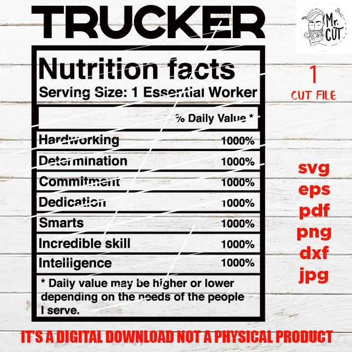 trucker facts shirt vector design, cut file, truck driver idea gift, sign Svg, PNG high resolution, Dxf, eps, pdf, essential worker