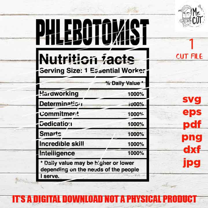 Phlebotomist facts shirt vector design, sign svg, nurse, physician idea gift, sign Svg, PNG high resolution, Dxf, eps, pdf, essential worker