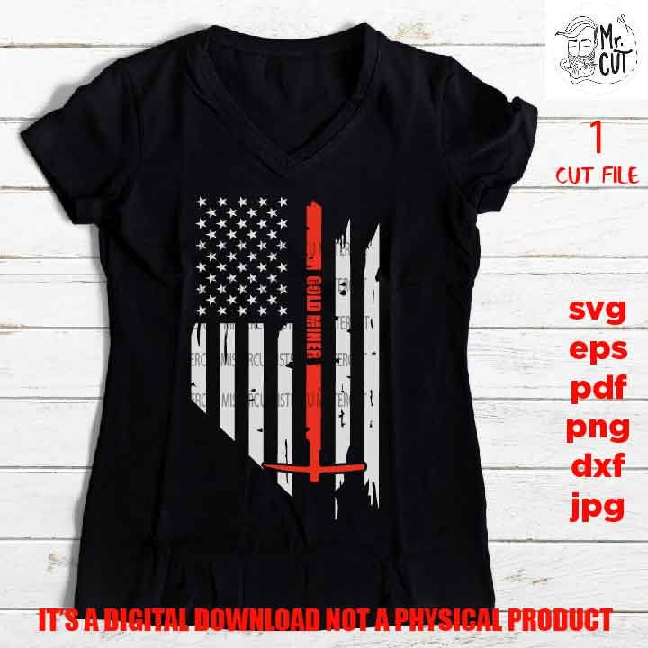 USA flag nevada svg, gold miner Flag shirt vector design, sign miner idea gift, Distressed Flag Svg, PNG, Dxf, eps, pdf usa flag, miner svg