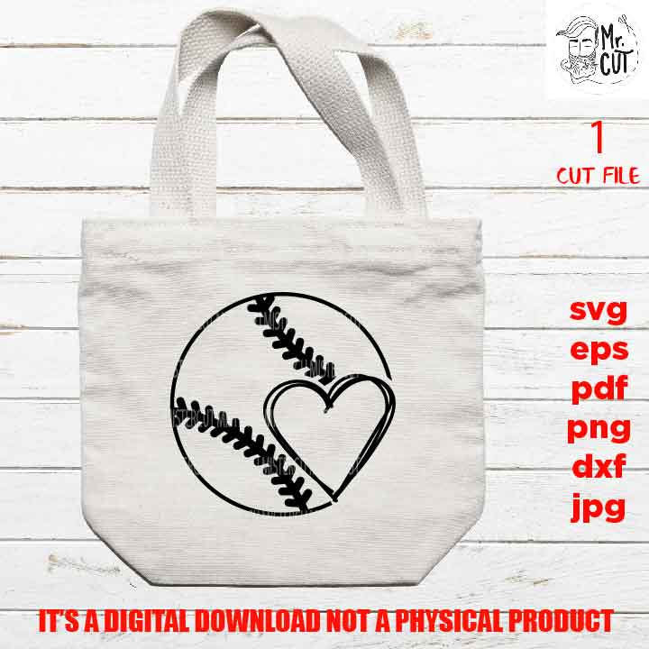 svg files, baseball with heart shirt Cut file, player svg, School spirit, Dxf, eps, png high resolution, baseball Sister svg, baseball Mom