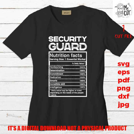 security guard facts shirt vector design, sign, security worker idea gift, sign Svg, PNG high resolution, Dxf, eps, pdf, essential worker