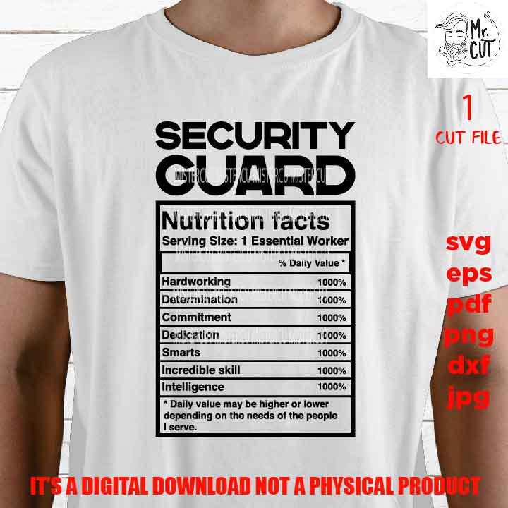 security guard facts shirt vector design, sign, security worker idea gift, sign Svg, PNG high resolution, Dxf, eps, pdf, essential worker