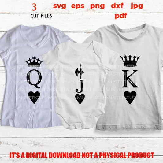 Matching Couples king queen jack shirts vector design, baby shower, newborn, father, mother, son, daughter Dxf, png high resolution, pdf jpg