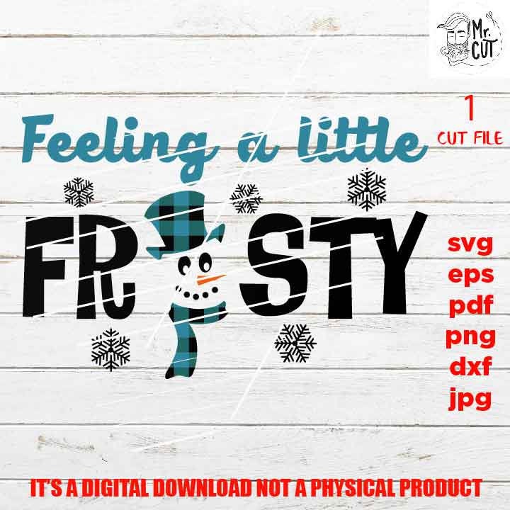 feeling a little frosty Svg, Snowman, Kids Christmas Svg, Winter Shirt, Snow Cute, Santa svg, DxF, EpS, cut file, jpg, png