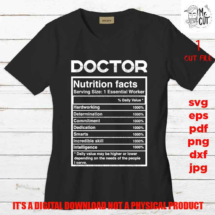 Doctor facts shirt vector design, sign svg, gift idea, sign Svg, PNG high resolution, Dxf, eps, pdf, essential worker