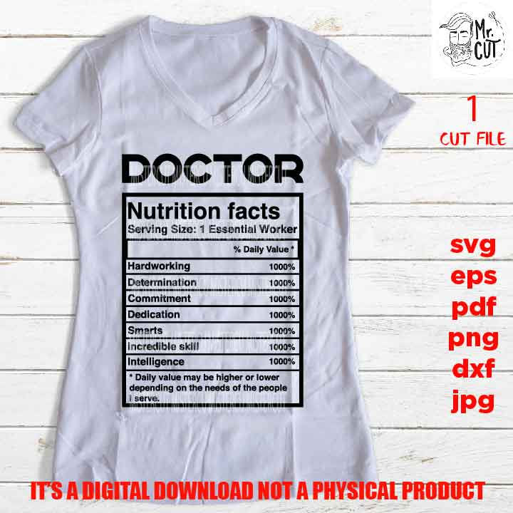 Doctor facts shirt vector design, sign svg, gift idea, sign Svg, PNG high resolution, Dxf, eps, pdf, essential worker