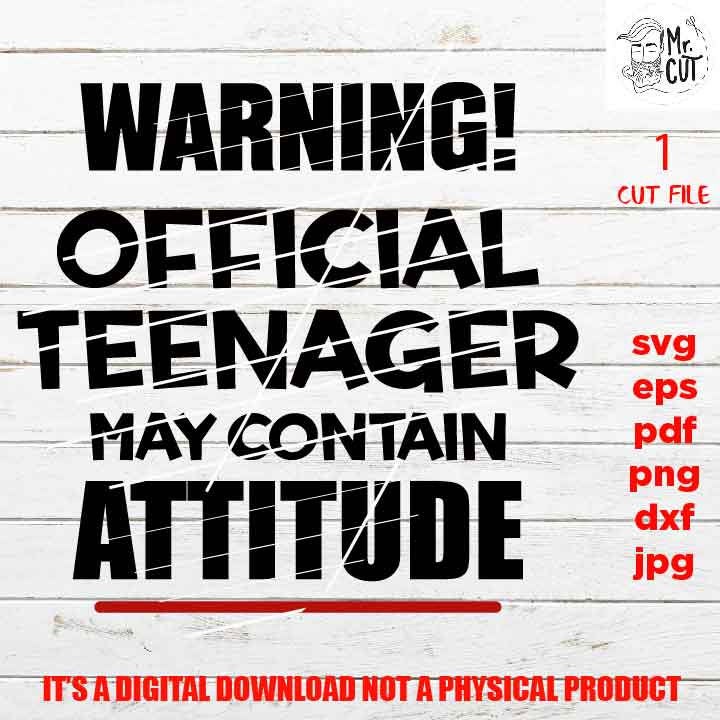 birthday vector design, Warning official teenager shirt vector design EpS, dxf jpg, png high resolution, pdf, cut files, thirteen teen