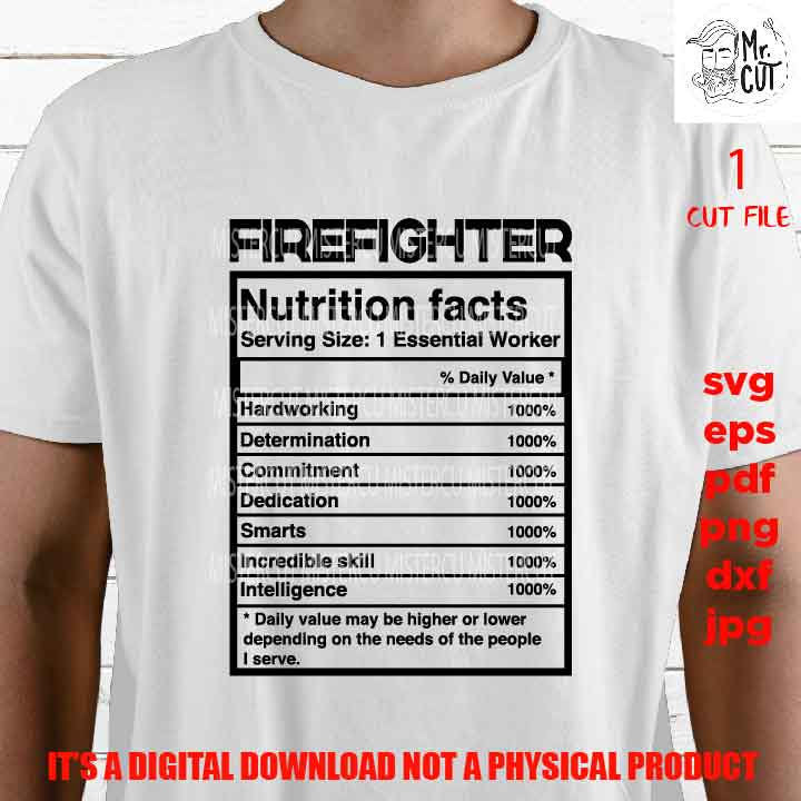 firefighter worker facts shirt vector design, sign svg, worker idea gift, sign Svg, PNG high resolution, Dxf, eps, pdf, essential worker