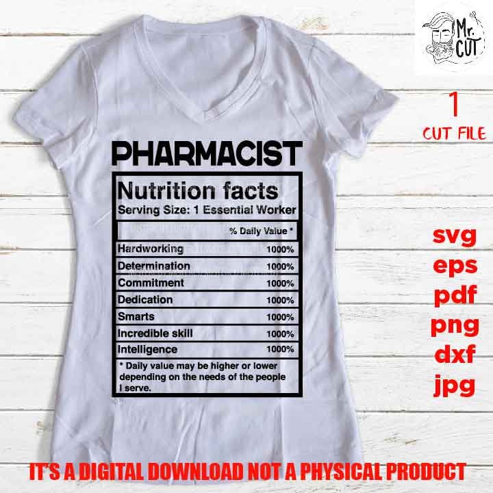 pharmacist facts shirt vector design, cut file, pharmacist idea gift, sign Svg, PNG high resolution, Dxf, eps, pdf, essential worker