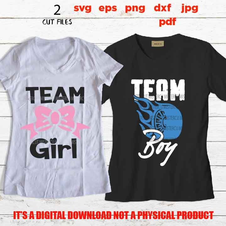 team boy team girl matching shirts cut files, dxf, gender reveal svg, Boy girl gender reveal svg, Boy girl shirts, png high resolution, jpg