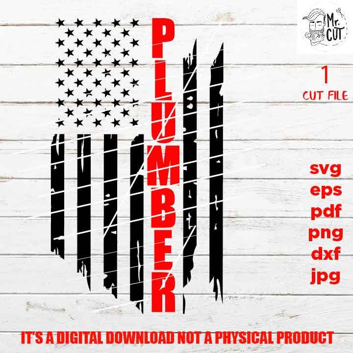 USA plumber svg, essential worker Flag, plumber shirt vector design Svg, PNG, Dxf, usa flag, fourth of july, independence day, gift for dad