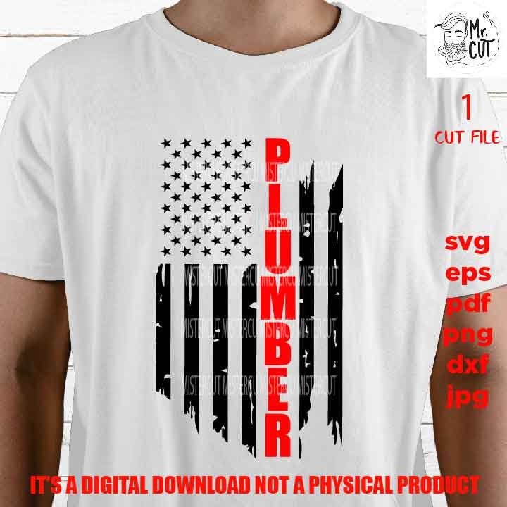 USA plumber svg, essential worker Flag, plumber shirt vector design Svg, PNG, Dxf, usa flag, fourth of july, independence day, gift for dad