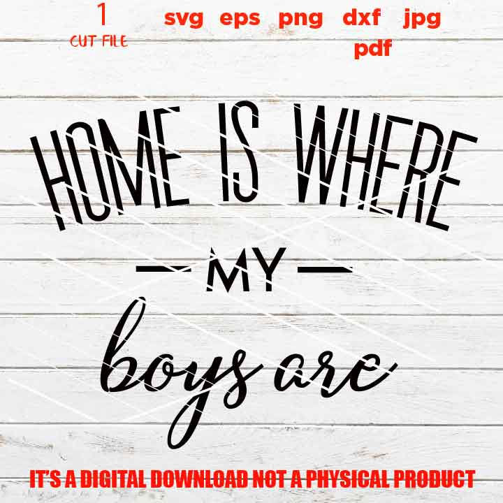 home is where my boys are design, sign, cute svg, mom of boys, gift, jpg, cut file, png high resolution, eps, pdf, png high resolution