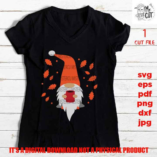 fall SVg, gnome with coffee SVG, autumn gnome Svg, fall Shirt vector design, DxF, pdf, EpS, cut file, jpg, png high resolution