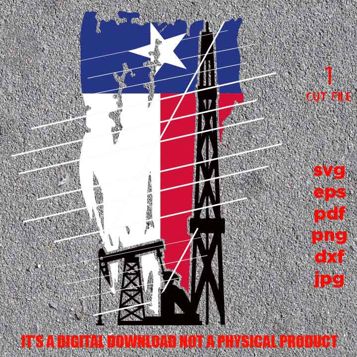 Oilfield Texas Flag SVG, PNG, Dxf, jpg, pdf, oilfield, patriotic, american flag, 4th of july svg, oilfield worker, flag distressed