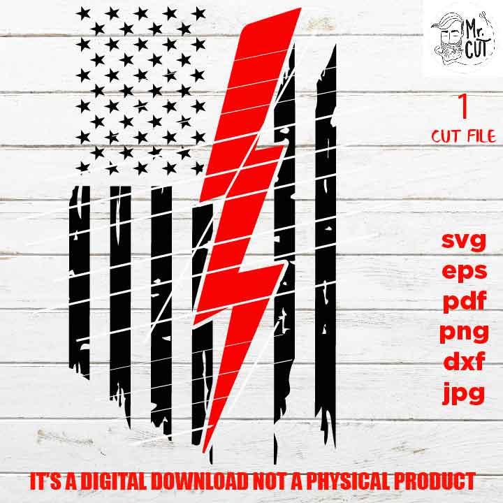 USA American flag with thunder svg, United states svg, electrician gift idea, PNG high resolution, Dxf, jpg, patriotic, 4th of july svg