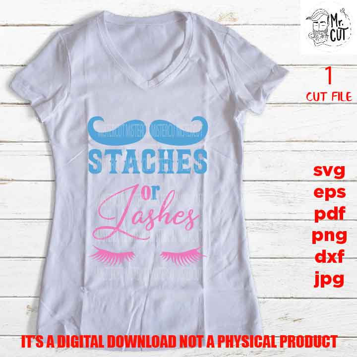 staches or lashes cut file, dxf, gender reveal svg, Boy girl gender reveal svg, Boy girl shirts, png high resolution, jpg, Printable Digital