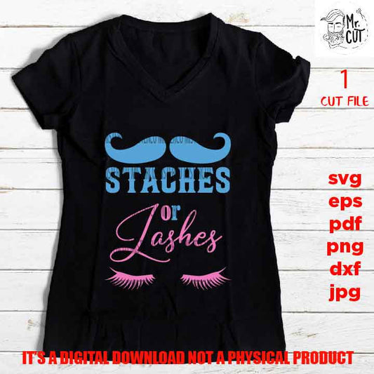 staches or lashes cut file, dxf, gender reveal svg, Boy girl gender reveal svg, Boy girl shirts, png high resolution, jpg, Printable Digital