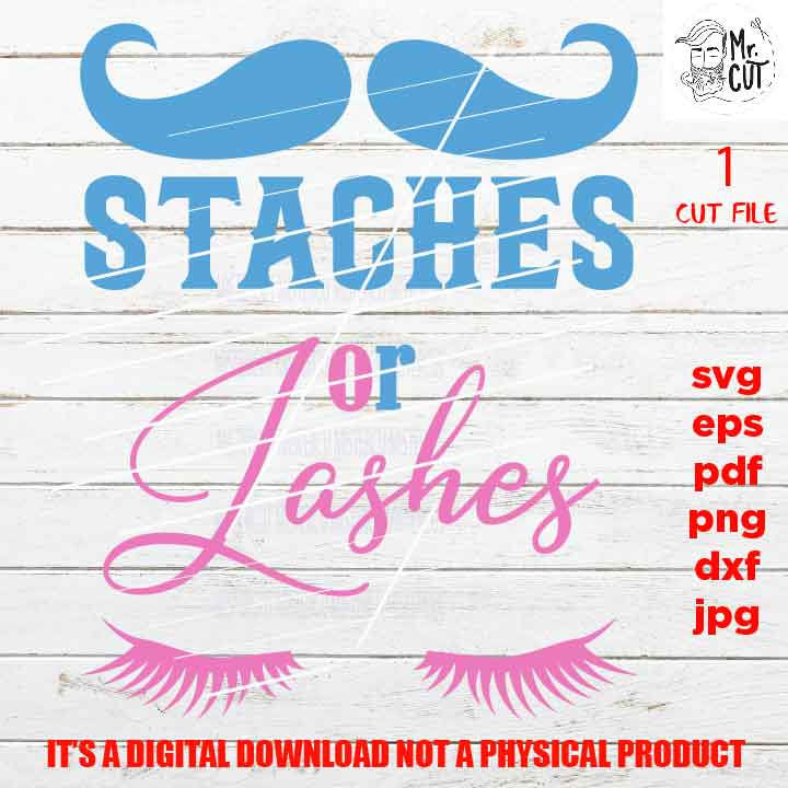 staches or lashes cut file, dxf, gender reveal svg, Boy girl gender reveal svg, Boy girl shirts, png high resolution, jpg, Printable Digital