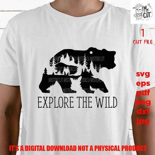 Explore the wild you, adventure decal SVG, PNG high resolution, pdf, Dxf, jpg, eps, Cut File, mountain svg, hiking shirt vector design