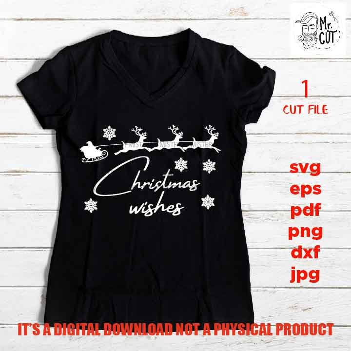 Christmans wishes, Christmas Svg, Holiday Svg, Winter Svg, Santa Svg, DxF, EpS, cut file, jpg mirrored, png, christmas sign svg