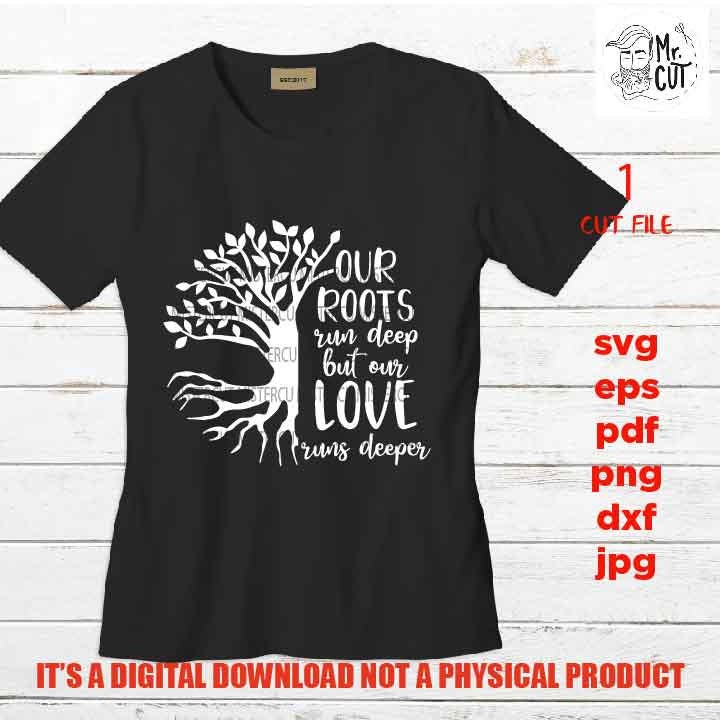 our roots run deep but our love runs deeper, Family sign SVG, Family SVG, reunion, dxf, jpg transfer, cut file, png, eps, vector design