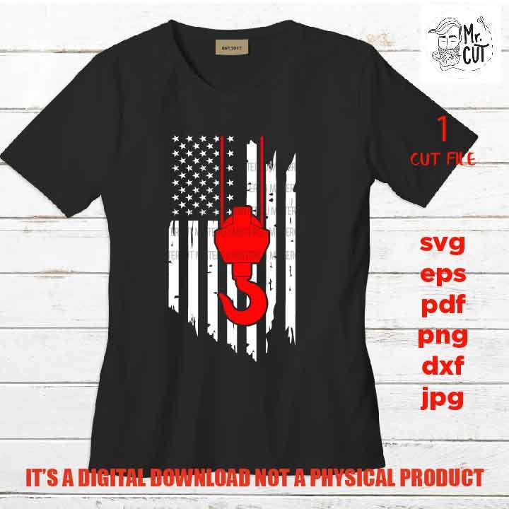 USA American flag crane hook operator svg, United states svg, gift idea, PNG high resolution, Dxf, jpg, patriotic, 4th of july, shirt vector