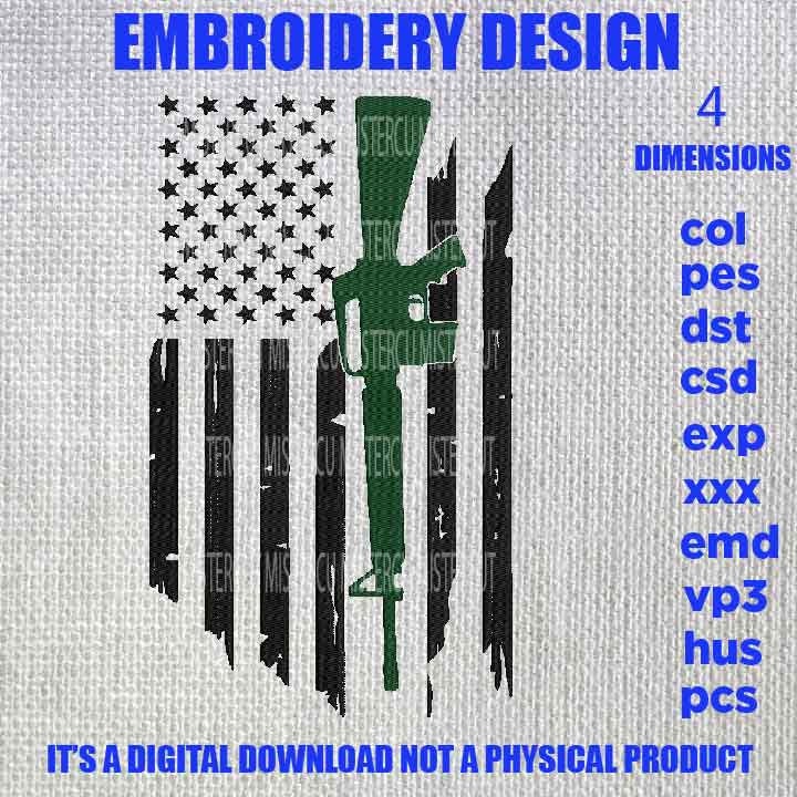 Machine Embroidery, USA flag army veteran, father's day flag Distressed gift idea PES, xxx, hus & more, embroidery files, patriotic