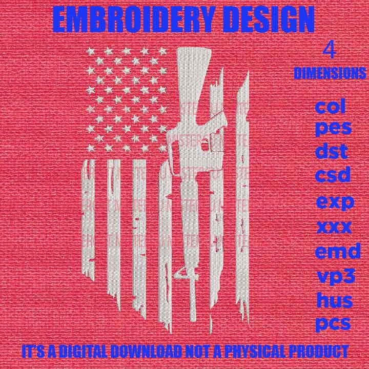 Machine Embroidery, USA flag army veteran, father's day flag Distressed gift idea PES, xxx, hus & more, embroidery files, patriotic