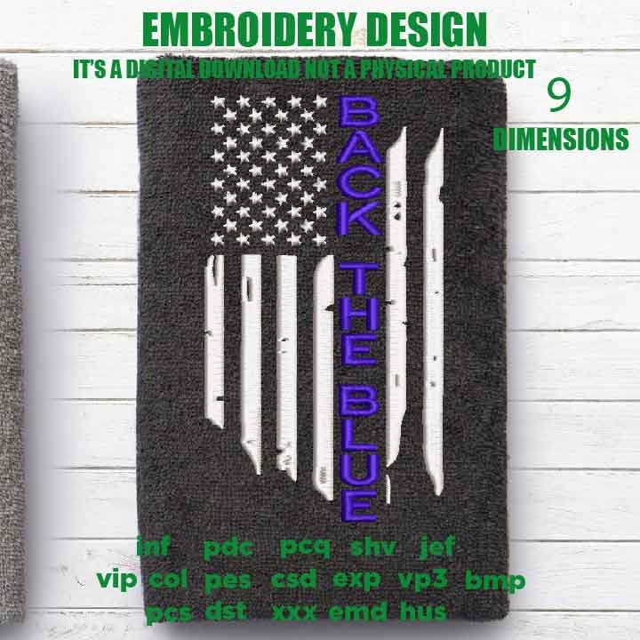 Machine Embroidery, USA map police Thin Blue Line gift idea PES, xxx, hus & more, embroidery files back the blue, husband cop pes